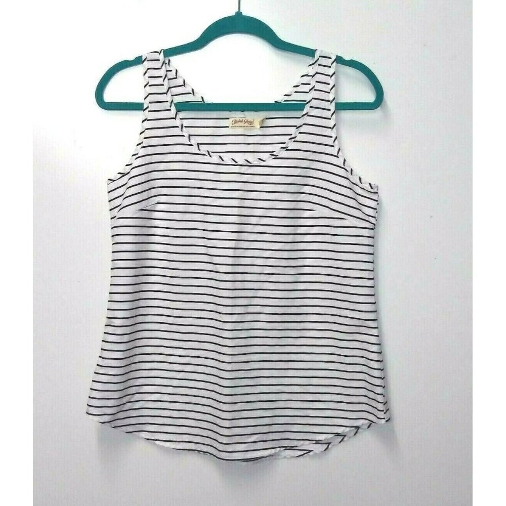Faded Glory Nautical Striped Tank Top Womens Size Small 4-6 Black White EUC